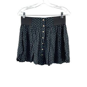 American Eagle Outfitters Black Polka Dot Pull On Button Front Mini Skirt Size M